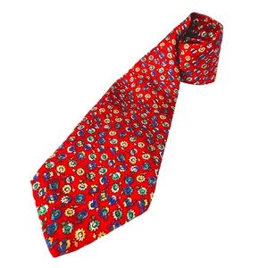 Boston Traders Vintage 100% Silk Red Floral Neck Tie Made in USA